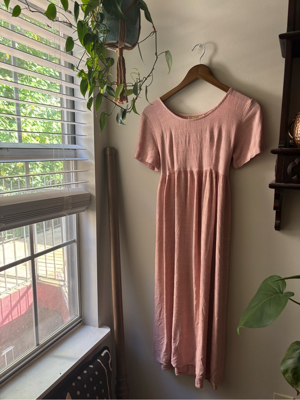 Vintage Sostanza  Womens Pink Short-Sleeve Midi Dress with Tie Waist